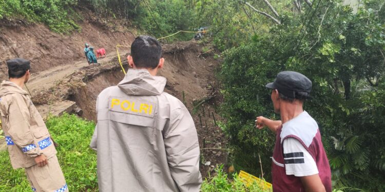 Tergelincir saat Melintasi Jalan Ambles Terdampak Bencana, Truk Terjun Bebas ke Jurang