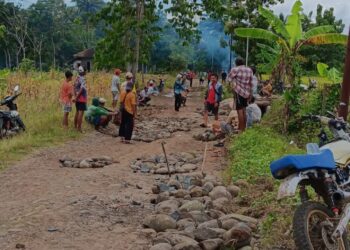 Warga Desa Jayagiri Perbaiki Jalan Rusak, Dananya Hasil Swadaya Masyarakat