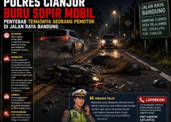 Polres Cianjur Buru Sopir Mobil Penyebab Tewasnya Seorang Pemotor di Jalan Raya Bandung