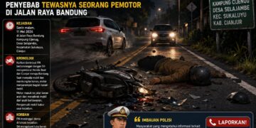 Polres Cianjur Buru Sopir Mobil Penyebab Tewasnya Seorang Pemotor di Jalan Raya Bandung