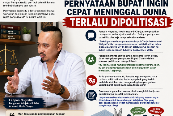 Tokoh Muda Cianjur Nilai Pernyataan Bupati Ingin Cepat Meninggal Dunia Terlalu Dipolitisasi