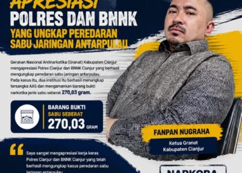 Granat Cianjur Apresiasi Polres dan BNNK yang Ungkap Peredaran Sabu Jaringan Antarpulau