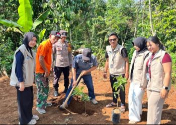 Kegiatan KKN Mahasiswa Unsur Cianjur di Desa Sukaratu Diselingi Tanam Pohon