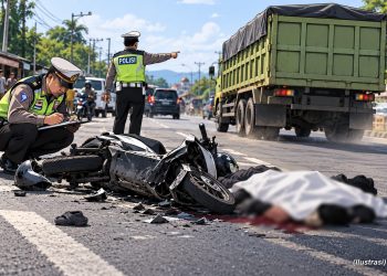 Pemotor Tewas Tertabrak Truk, Polres Cianjur Buru Sopir