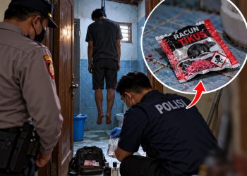 Bungkusan Racun Tikus Ditemukan di Toilet Tempat Gantung Diri Seorang Lelaki  di Karangtengah